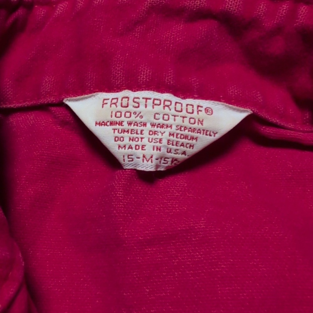 Vintage 70s Frostproof Red Chamois Long Sleeve Work Shirt Mens M Red Workwear - Picture 3 of 9
